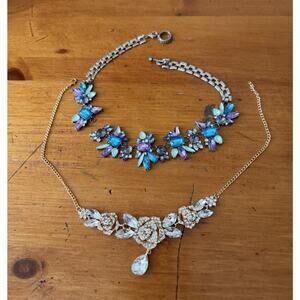 Statement Necklace Lot Colorful Rhinestone Chunky Jewelry Repair Craft Lot